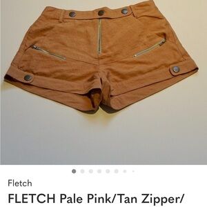 FLETCH Tan Women's Shorts with Zipper Detail